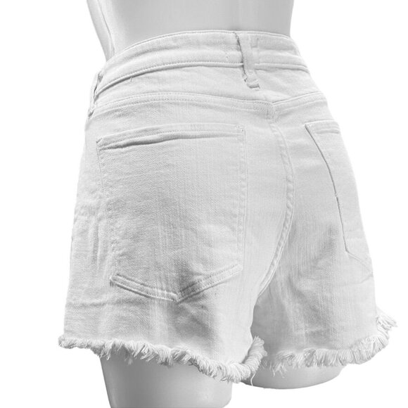 PISTOLA Women's Shorts White Cotton Denim Jean Frayed Edge Hem Stretch Size 32 - Picture 3 of 15